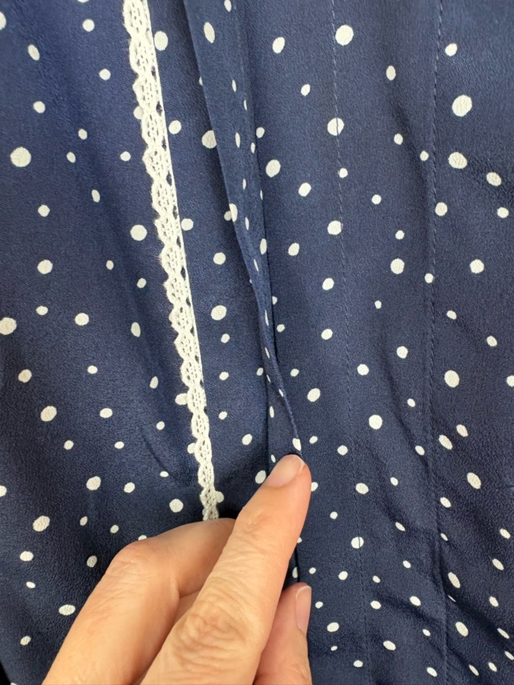 Jason Wu for Target Navy & White Polka Dot Sleeveless Shirt Dress w/ lace Size L - Picture 7 of 12